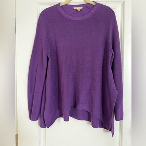 Eileen Fischer Crew Neck High Low Purple Sweater